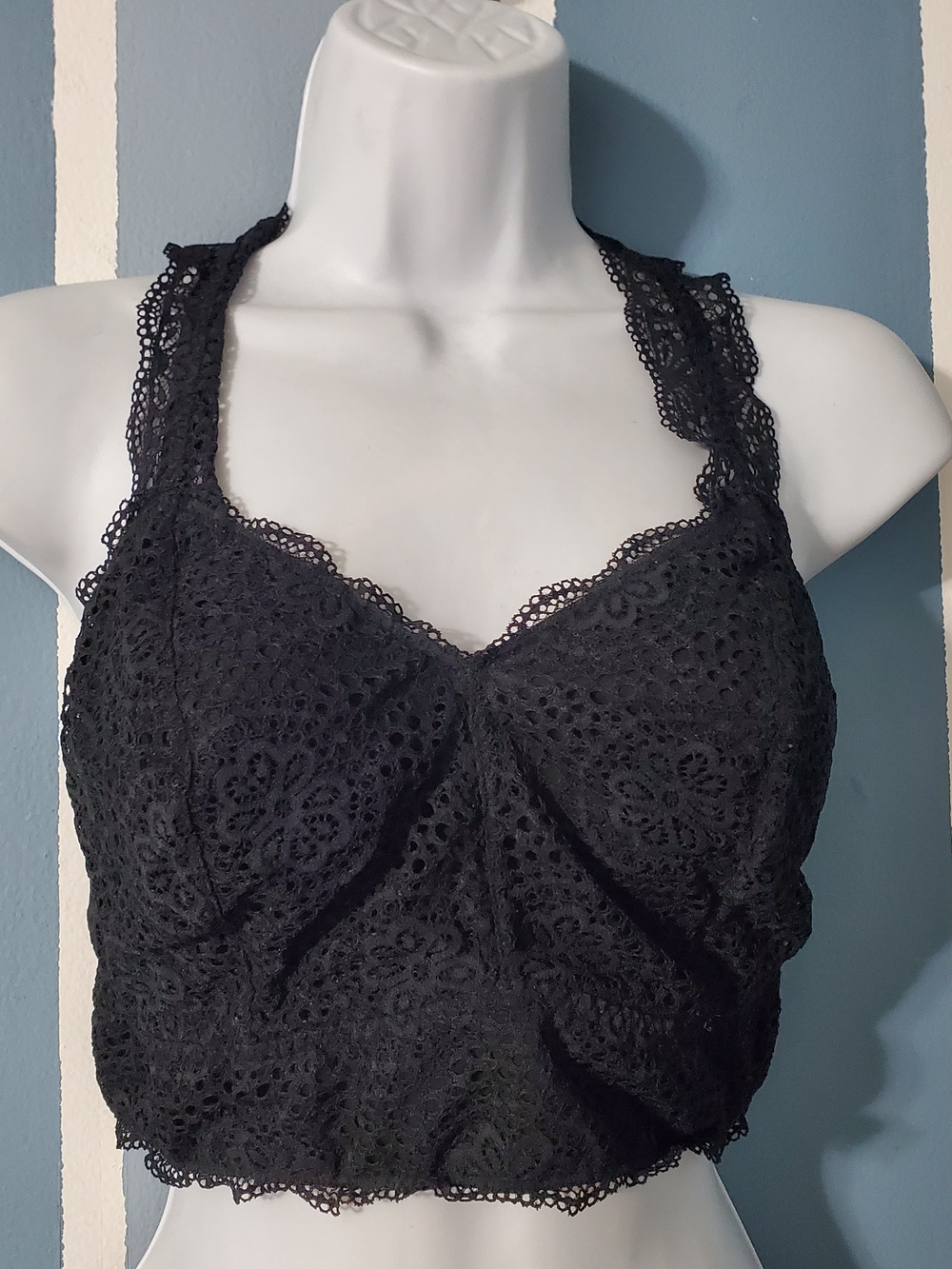 Cacique Black Lace Bralette Halter